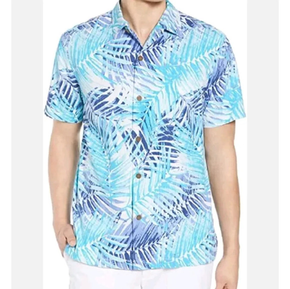 Tommy Bahama Island Zones San Juan Fronds Silk button down shirt blue size 3XL